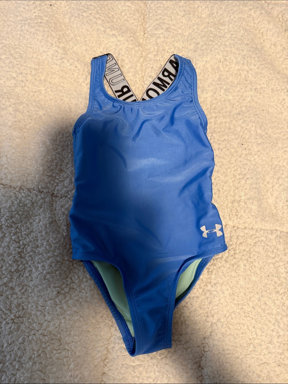Under Armour Girls' Bright Blue One-Piece Swim Suit with Logo Strap